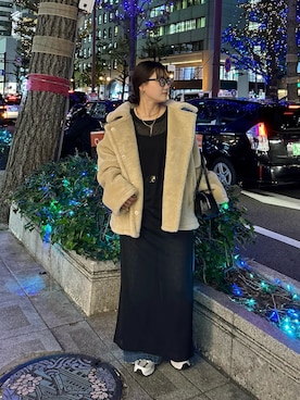 「DouDou（ドゥドゥ）のアイテム（その他アウター）」を使った、doudouyunaさん（レディース・157cm）の冬コーディネート