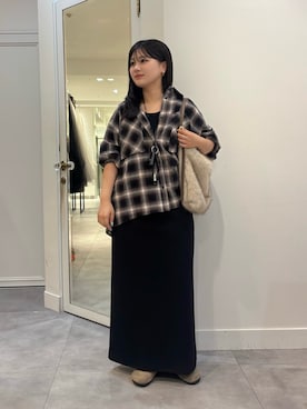 「DouDou（ドゥドゥ）の【OKOCHI企画】サングラスホルダーネックレス（ネックレス、ブラック系）」を使った、doudouyunaさん（レディース・158cm）の秋コーディネート