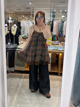 「チェックワンピース」｜濱川　ひよりさん（レディース・162cm）の春コーディネート