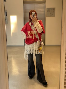 「CIAOPANIC（チャオパニック）のアイテム」を使った、濱川　ひよりさん（レディース・162cm）の夏コーディネート