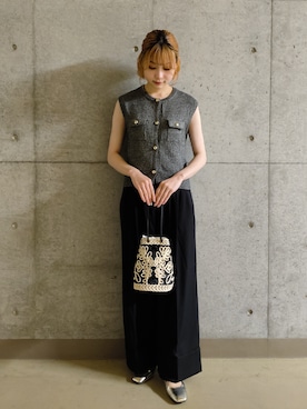 「SENSE OF PLACE by URBAN RESEARCH（センスオブプレイスバイアーバンリサーチ）の3タックスラックスワイドパンツ（その他パンツ）」を使った、かえさん（レディース・162cm）の夏コーディネート