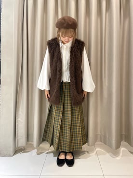 「SMELLY（スメリー）のアイテム（ハンチング/ベレー帽）」を使った、かえさん（レディース・162cm）の秋コーディネート