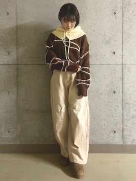 「SENSEOFPLACE」｜「アイテム（帽子）」を使った、かえさん（レディース・162cm）の冬コーディネート