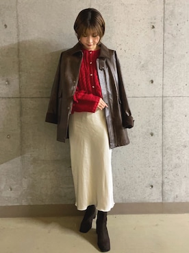 「SENSE OF PLACE by URBAN RESEARCH（センスオブプレイスバイアーバンリサーチ）のアイテム（カーディガン/ボレロ）」を使った、かえさん（レディース・162cm）の秋コーディネート