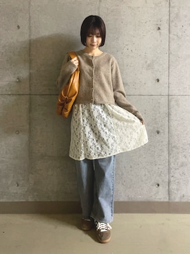 「アイテム（キャミソール）」を使った、かえさん（レディース・162cm）の冬コーディネート