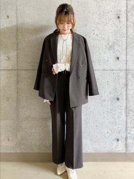 「アイテム（その他アウター、ブラウン系）」を使った、かえさん（レディース・162cm）の秋コーディネート
