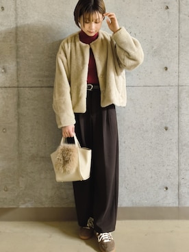 「SENSEOFPLACE」｜「アイテム（ブルゾン）」を使った、かえさん（レディース・162cm）の秋コーディネート
