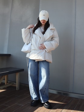 「アウターコーデ」｜「アイテム（ダウンジャケット/コート）」を使った、Reurie'さん（レディース・163cm）の冬コーディネート