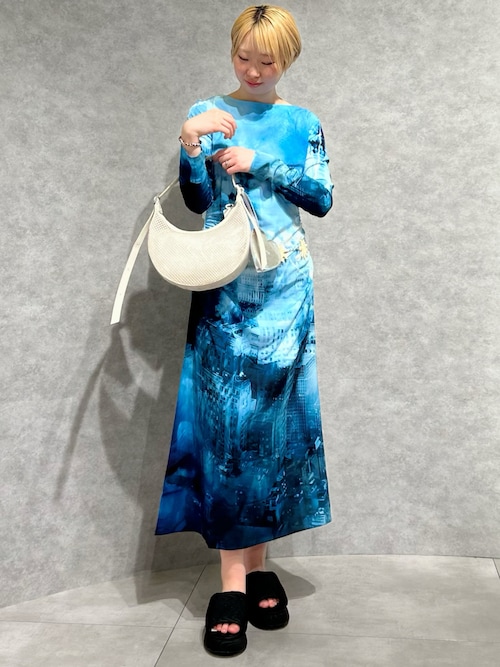 PAISAJEAZULES ウォーターシャドウ アシンメトリーワンピース