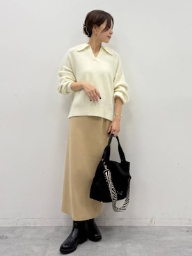 「Elura（エルーラ）のアイテム」を使った、ユキさん（レディース・157cm）の冬コーディネート