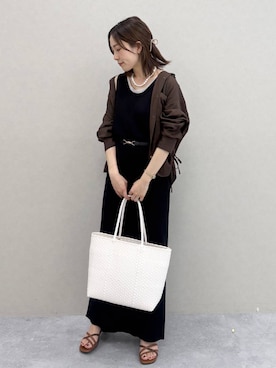 「Elura（エルーラ）のラメタンクトップ／105302（Tシャツ/カットソー、ベージュ系）」を使った、ユキさん（レディース・157cm）の春コーディネート