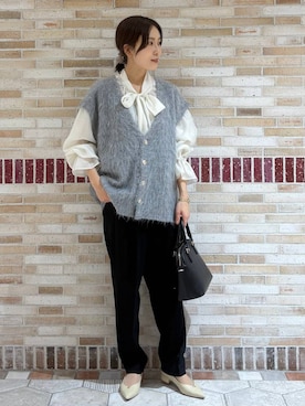 「アイテム（ベスト）」を使った、ユキさん（レディース・157cm・30代）の秋コーディネート