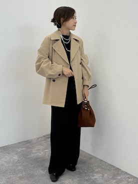 「Elura（エルーラ）のサマ見えリラクシーボートプルオーバー/1052451（Tシャツ/カットソー、ブラック系）」を使った、ユキさん（レディース・157cm）の夏コーディネート
