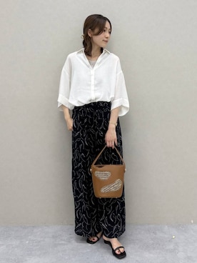 「Elura（エルーラ）のラメタンクトップ／105302（Tシャツ/カットソー、ベージュ系）」を使った、ユキさん（レディース・157cm）の春コーディネート