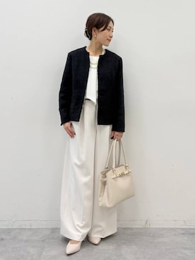 「アイテム（ノーカラージャケット）」を使った、ユキさん（レディース・157cm・30代）の冬コーディネート