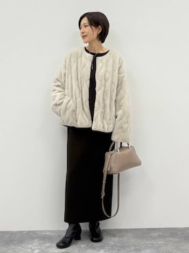 「アイテム（ノーカラージャケット）」を使った、ユキさん（レディース・157cm）の秋コーディネート