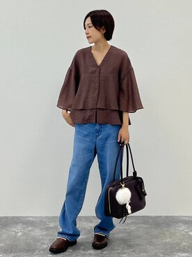 「アイテム（キーホルダー）」を使った、ユキさん（レディース・157cm）の夏コーディネート