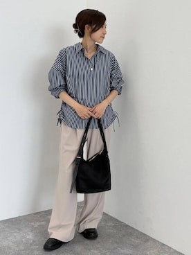 「Elura（エルーラ）のバケツドッキングバッグ/1047984（ショルダーバッグ、ブラック系）」を使った、ユキさん（レディース・157cm）の夏コーディネート