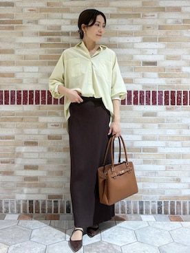 「Elura（エルーラ）のラメタンクトップ／105302（Tシャツ/カットソー、ベージュ系）」を使った、ユキさん（レディース・157cm）の春コーディネート