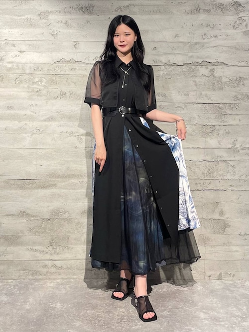 HARE シアーガラキリカエワンピース ブルーブラック HARE シアーガラ