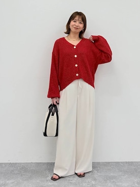 「Elura（エルーラ）のサラサラリラクシーワイドパンツ＜低身長サイズあり＞/656777（其他裤装、ホワイト系）」を使った、mikaxさん（レディース・158cm）の春コーディネート