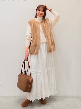 「アイテム（その他アウター、イエロー系）」を使った、mikaxさん（レディース・158cm）の秋コーディネート