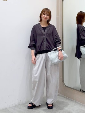 「Elura（エルーラ）のラメタンクトップ／105302（T恤/上装、ブラック系）」を使った、mikaxさん（レディース・158cm）の春コーディネート