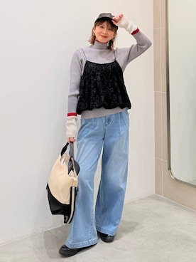 「アイテム（トートバッグ）」を使った、mikaxさん（レディース・158cm・40代）の冬コーディネート