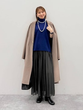 「アイテム（チェスターコート）」を使った、mikaxさん（レディース・158cm・40代）の秋コーディネート