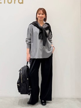 「アイテム（バックパック/リュック）」を使った、mikaxさん（レディース・158cm・40代）の秋コーディネート