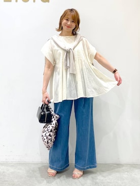 「Elura（エルーラ）のアイテム（サンダル）」を使った、mikaxさん（レディース・158cm）の夏コーディネート