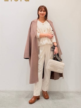 「アイテム（チェスターコート）」を使った、mikaxさん（レディース・158cm・40代）の秋コーディネート