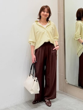 「Elura（エルーラ）のプレーンリブタンク/598154（背心、ホワイト系）」を使った、mikaxさん（レディース・158cm）の春コーディネート