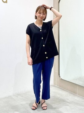 「Elura（エルーラ）のアイテム（サンダル）」を使った、mikaxさん（レディース・158cm）の夏コーディネート