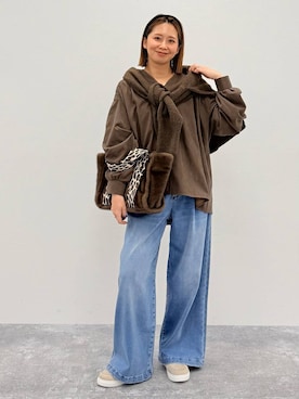 「アイテム（トートバッグ）」を使った、mikaxさん（レディース・158cm・40代）の冬コーディネート