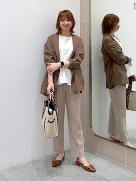 「Elura（エルーラ）のビットパンプス/633014（高跟鞋、ブラウン系）」を使った、mikaxさん（レディース・158cm）の春コーディネート