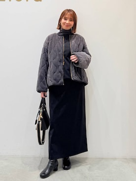 「アイテム（ノーカラージャケット）」を使った、mikaxさん（レディース・158cm・40代）の秋コーディネート