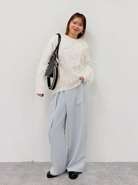 「Elura（エルーラ）のフリンジニット/621802（ニット/セーター）」を使った、mikaxさん（レディース・158cm）の秋コーディネート