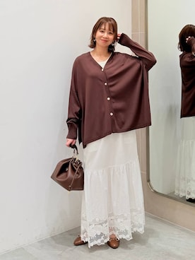 「Elura（エルーラ）のプレーンリブタンク/598154（背心、ホワイト系）」を使った、mikaxさん（レディース・158cm）の春コーディネート