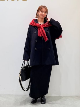 「アイテム（ピーコート）」を使った、mikaxさん（レディース・158cm・40代）の秋コーディネート