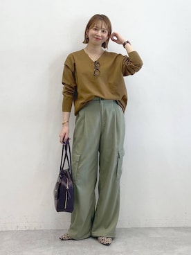 「アイテム（ボストンバッグ）」を使った、mikaxさん（レディース・158cm・40代）の秋コーディネート