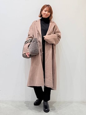 「アイテム（チェスターコート）」を使った、mikaxさん（レディース・158cm・40代）の秋コーディネート