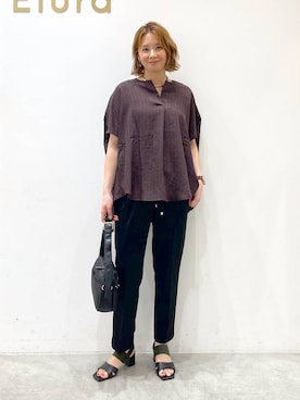 「Elura（エルーラ）のアイテム（サンダル）」を使った、mikaxさん（レディース・158cm）の夏コーディネート