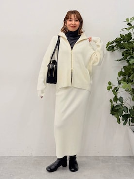 「アイテム（ボストンバッグ）」を使った、mikaxさん（レディース・158cm・40代）の冬コーディネート