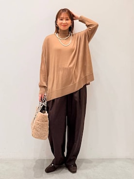 「アイテム（トートバッグ）」を使った、mikaxさん（レディース・158cm・40代）の冬コーディネート