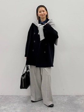 「アイテム（ピーコート）」を使った、mikaxさん（レディース・158cm）の秋コーディネート