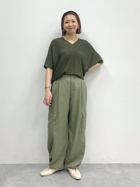 「アイテム（カーゴパンツ）」を使った、mikaxさん（レディース・158cm・40代）の夏コーディネート