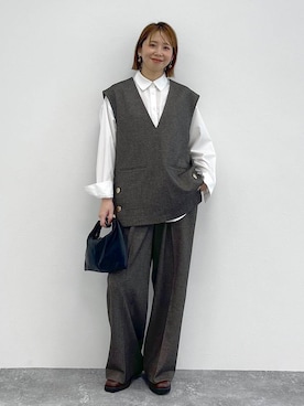 「アイテム（ベスト）」を使った、mikaxさん（レディース・158cm・40代）の秋コーディネート