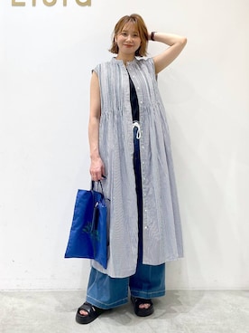 「Elura（エルーラ）のアイテム（サンダル）」を使った、mikaxさん（レディース・158cm）の夏コーディネート