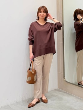 「Elura（エルーラ）のビットパンプス/633014（高跟鞋、ブラウン系）」を使った、mikaxさん（レディース・158cm）の春コーディネート